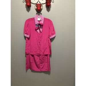 Vintage Diane Von Furstenberg 2 Piece Silk Skirt Set Pink Purple Size 10